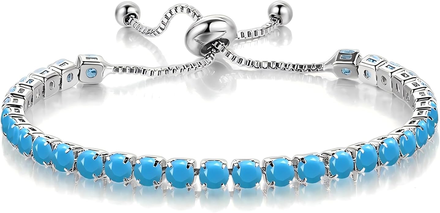 Italian Sterling Silver Women's Tennis Bracelets | Ladies' Sterling Silver Rope Adjustable Bracelet with Crystals | Gift for She
