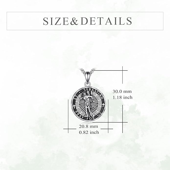 YFN Patron Saint Necklace Sterling Silver Amulet Medal Pendant Religious Protector Jewelry Gifts for Women Men