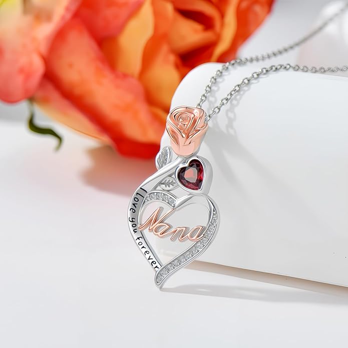 Mother's Day Necklace Gifts 925 Sterling Silver Mom/Wife/Grandma/Nana/Family I Love You Mom Necklace for Women Jewelry Birthday Gifts for Couple