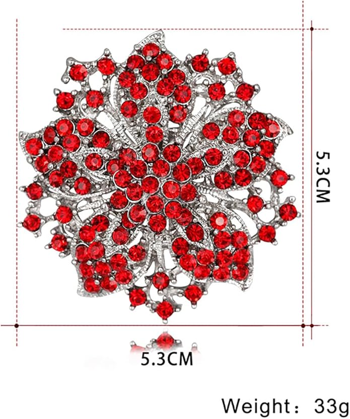 Rhinestone Bauhinia Flower Brooch Pin - Elegant Clothing Accessory for Women - Big Crystal Flower Brooch for Christmas, Halloween, Birthday, Party, Wedding Costume Jewelry