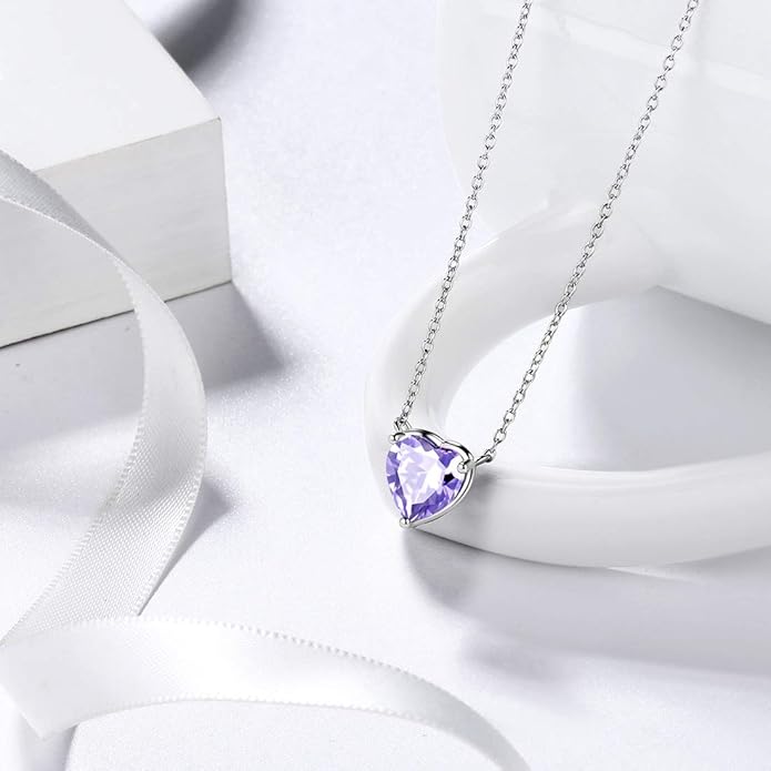 Aurora Tears 925 Sterling Silver 12 Birthstone Hearts Jewelry Women Crystal Wedding/Engagement/Bridal Heart Necklace/Earring/Ring/Bracelet Sets Jewellery