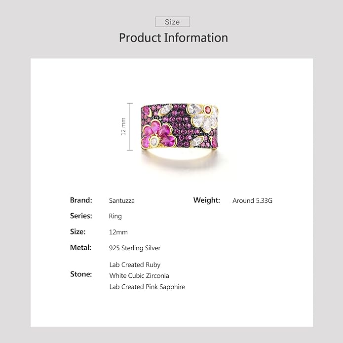 Santuzza 14K Gold Plated Dragonfly Ring Cubic Zirconia 925 Sterling Silver Butterfly Ring