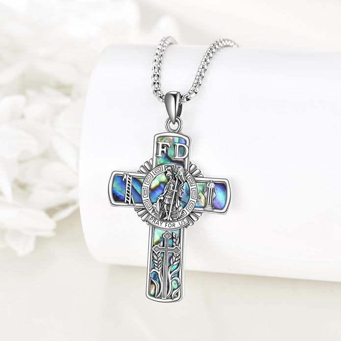 YFN Patron Saint Necklace Sterling Silver Amulet Medal Pendant Religious Protector Jewelry Gifts for Women Men