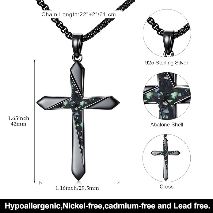 Cross Necklace for Men 925 Sterling Silver Celtic Cross Pendant Christian Jewelry Religious Christmas Gifts for Women