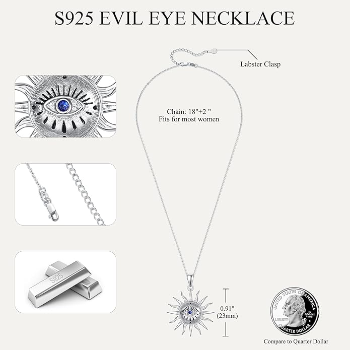 AENEAS Evil Eye Necklace for Women 925 Sterling Silver Necklace Ojo Turco Trendy Jewelry Gifts for Women Wife