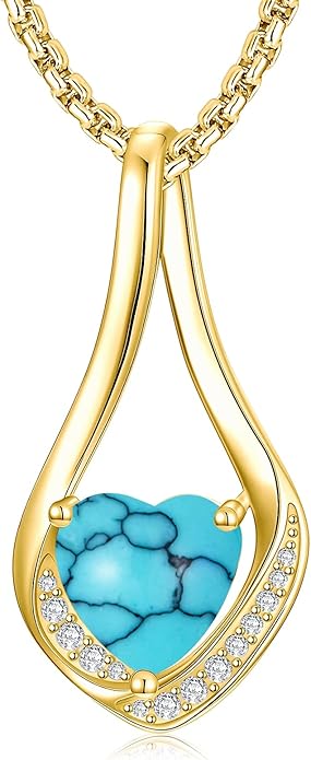 Birthstone Necklaces for Women,18k Yellow/White Gold Plated Forever Love Heart Infinity Pendant Necklace Anniversary Jewelry Christmas Birthday Gifts for Women Her Wife Girlfriend