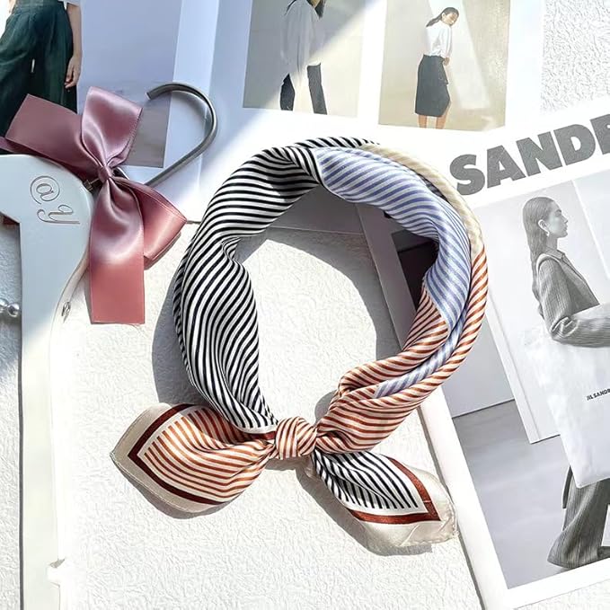 ANDANTINO 100% Mulberry Silk Scarf -21” Lightweight Square Neckerchief – Breathable Digital Printed Scarves with Gift Packed