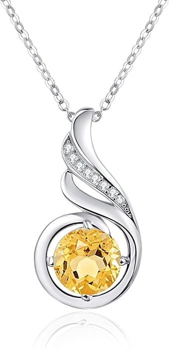 TANGPOET Birthstone Gemstone Necklaces for Women 925 Sterling Silver Dainty Pendant Jewelry Valentines Mothers Day Christmas Birthday Gifts for Mom Girlfriend Wife Daughter