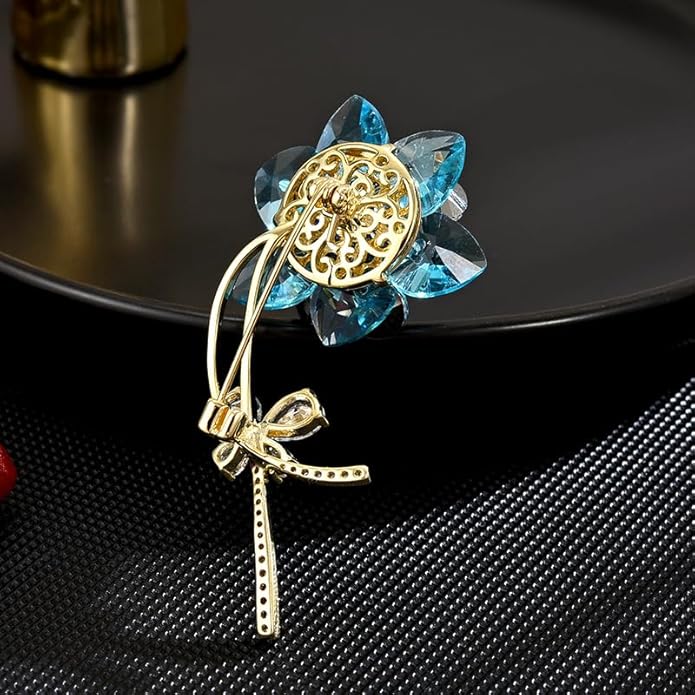 UNVAK Rhinestone Flower Brooch - Crystal Flower Pin for Women - Valentine's Day & Mother's Day Gift