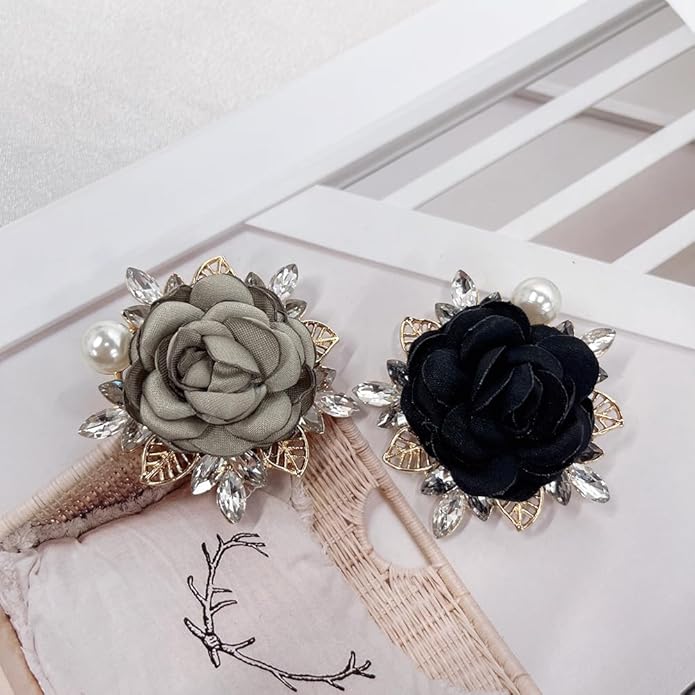 Elegant Rose Flower Brooch Pin for Women Men Wedding Party Gentleman's Essentials Handmade Imitation Crystal Pearl Fabric Flower Lapel Pin Dress Suit Accessories Boutonniere Ideas Gift