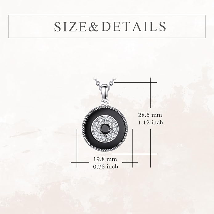 YFN Evil Eye Pendant Necklace for Women 925 Sterling Silver Greek Protection Jewelry with Blue Sapphire and Black Cz Amulet Gift