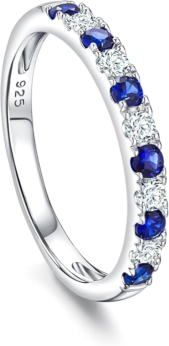 CAIDIKA Created Ruby/Sapphire/Emerald Stackable Rings for Women 14K Gold Plated/ 925 Sterling Silver 2.2mm Wedding Band Ring (with Gift Box)