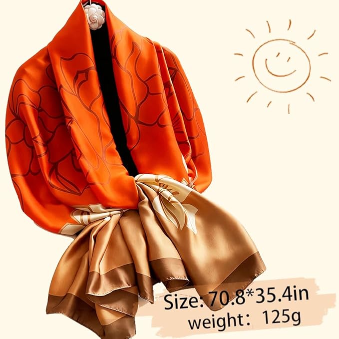 Clysoru Silk Scarf For Women Hair Scarves Lightweight Satin Elegant Shawl Wraps Bufanda Mujer Fashion Accessories 70.8"X35.4"