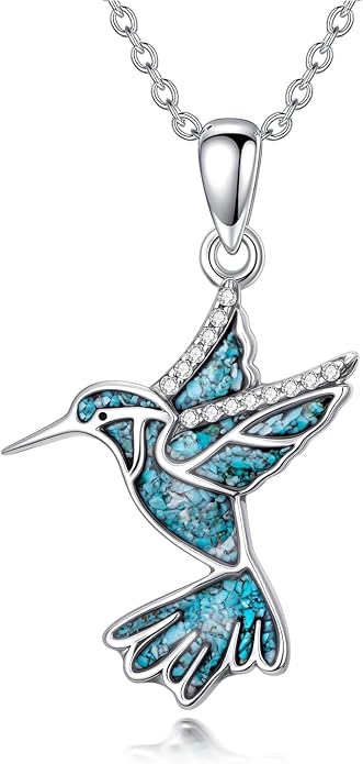Dove/Hummingbird/Red Cardinal Necklace 925 Sterling Silver Turquoise/Opal/MoonStone/Malachite Bird Necklace Dove Pendant Jewelry for Women Men