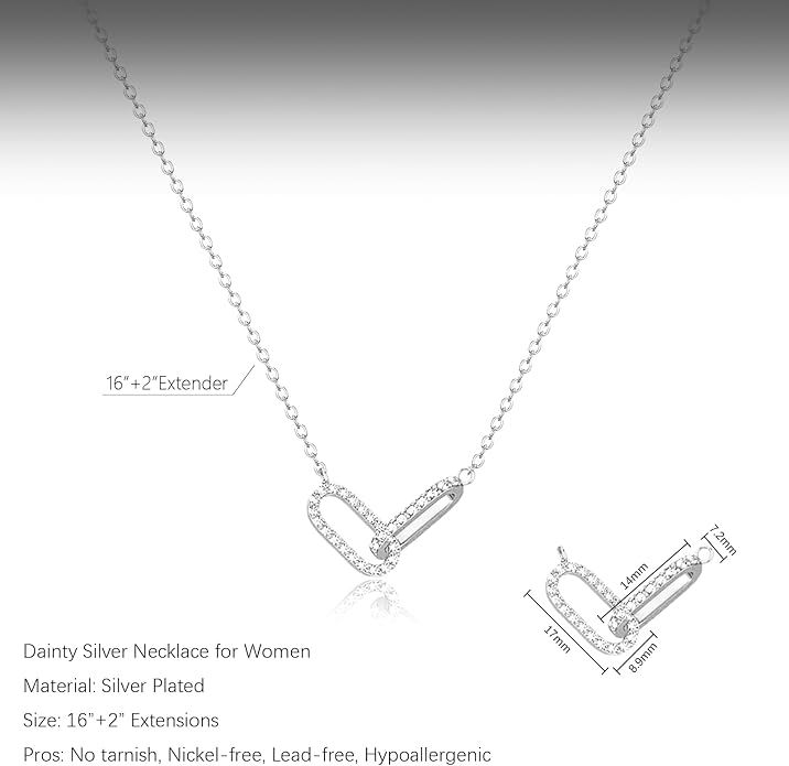 Diamond Pendant Necklace for Women, Dainty Gold Necklace 18k Gold Plated Paperclip Choker Necklaces Cute Open Oval Necklaces Simple Gold Necklace Jewelry Gifts for Women Trendy