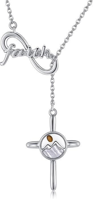 Cross Necklace Women Sterling Silver Mustard Seed/Crescent Moon/Dachshund/Stethoscope Gifts Cross Jewelry for Women