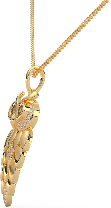1/6 Cttw Natural Diamond Vintage Owl Pendant Necklace for Women | 925 Sterling Silver with 18" Chain | Fine Jewelry, Gift Box Included