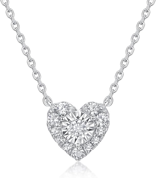 Sterling Silver Lab Grown Diamond Halo Pendant Necklace, Chain Included,ideal gift for anniversaries, birthdays, or any milestone celebration