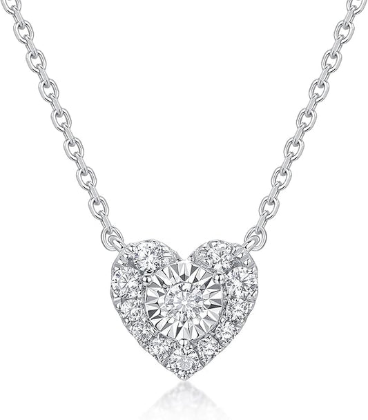 Sterling Silver Lab Grown Diamond Halo Pendant Necklace, Chain Included,ideal gift for anniversaries, birthdays, or any milestone celebration