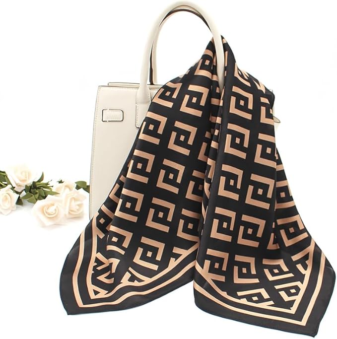 ANDANTINO 100% Mulberry Silk Square Scarf for Hair-25.6" X25.6'' Women Men Natural Silk Neckerchief Digital Printed Headscarf