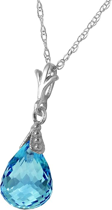 Galaxy Gold GG 14k Solid Gold Jewelry Set: Natural Briolette Blue Topaz Pendant Necklace and Dangle Earrings