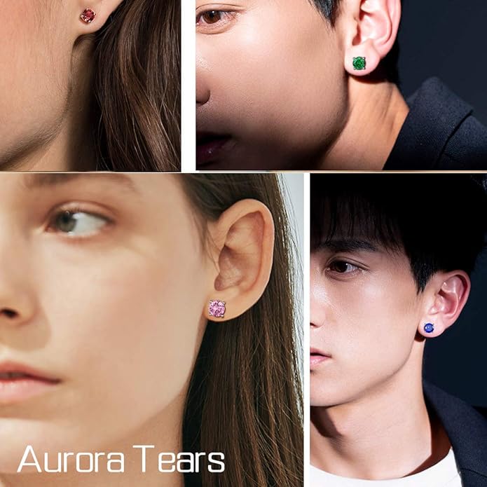 Aurora Tears 925 Sterling Silver 12 Birthstones Necklace/Earring/Ring/Bracelet Women Birthstone Pendant Crystal Fashion Birthday Jewelry Christmas Gift for Girls Women