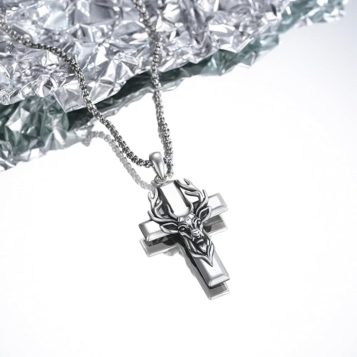 YEESIA Cross Necklace for Men Women 925 Sterling Silver Christian Pendant Religious Jewelry Gift for Men Women.