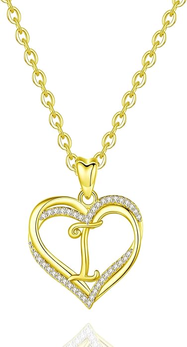 INFUSEU Unique Initial Necklaces for Women Girls Small Heart Letter Jewelry, Meaningful Personalized Gifts