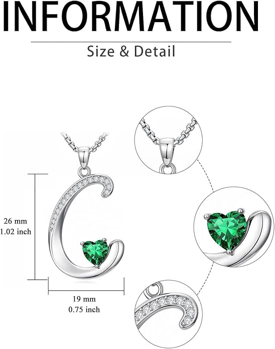 Christmas Gifts for Women Alphabet A to Z Initial Birthstone Pendant Necklaces for Women - 18k White Gold Plated Personalized Name Jewelry Valentine Mothers Day Birthday Gifts for Women Her Girlfriend