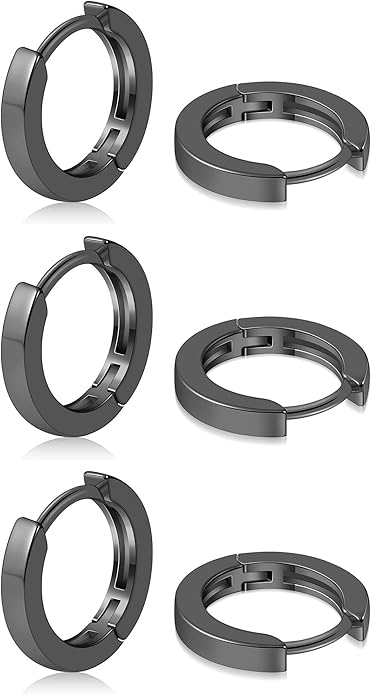 micuco 3 Pairs Small Hoop Earrings Set for Women, 14K Gold Plated Huggie Hoop Earrings for Men, Tiny Cartilage Hypoallergenic Earring Set