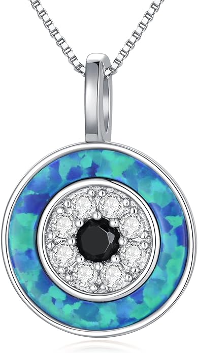 PEIMKO Evil Eye Necklace for Women 925 Sterling Silver Greek Protection Evil Eye Necklaces Jewelry Amulet Gift for Women