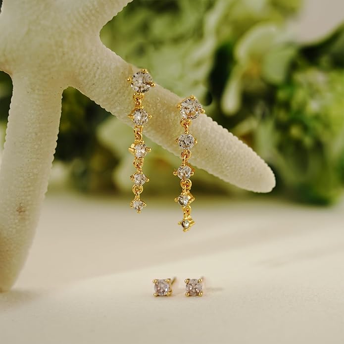 Gold Hoop Earrings Set for Women 14K Gold Silver Plated Huggie Earring Pack Multiple Piercing Dainty Cartilage Earring Hypoallergenic Trendy Cubic Zirconia CZ Earring Stack Jewelry Gifts