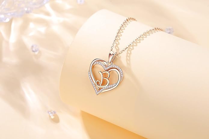 INFUSEU Unique Initial Necklaces for Women Girls Small Heart Letter Jewelry, Meaningful Personalized Gifts