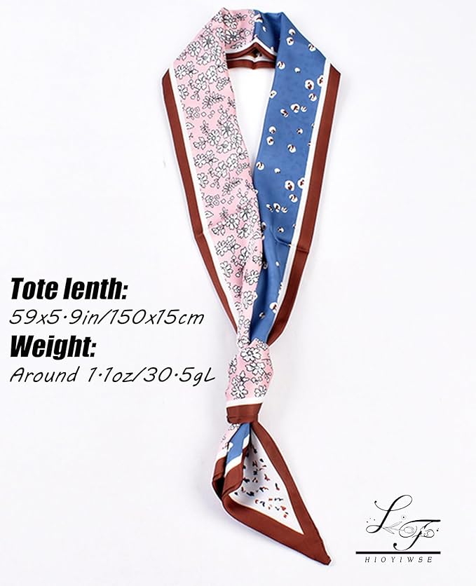 Hioyiwse Head Scarf Hair Neck Scarves For Women Purse Bag Scarfs For Handbags Silky Long Thin Satin Headscarf Fashion