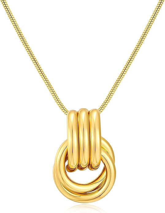 Gold Knot Pendant Necklace for Women Statement Gold Necklace 14K Gold Plated Knot Choker Trendy Jewelry