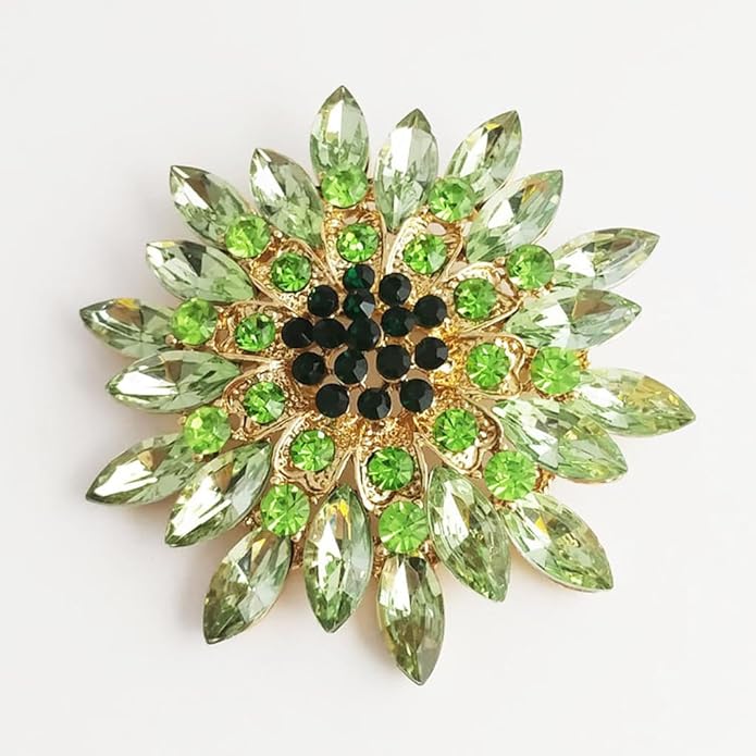 Rhinestone Large Flower Brooches Pins for Women Fashion Sparkly Crystal Sunflower Statement Brooch Unique Wedding Party Suit Dress Jewelry Accessories