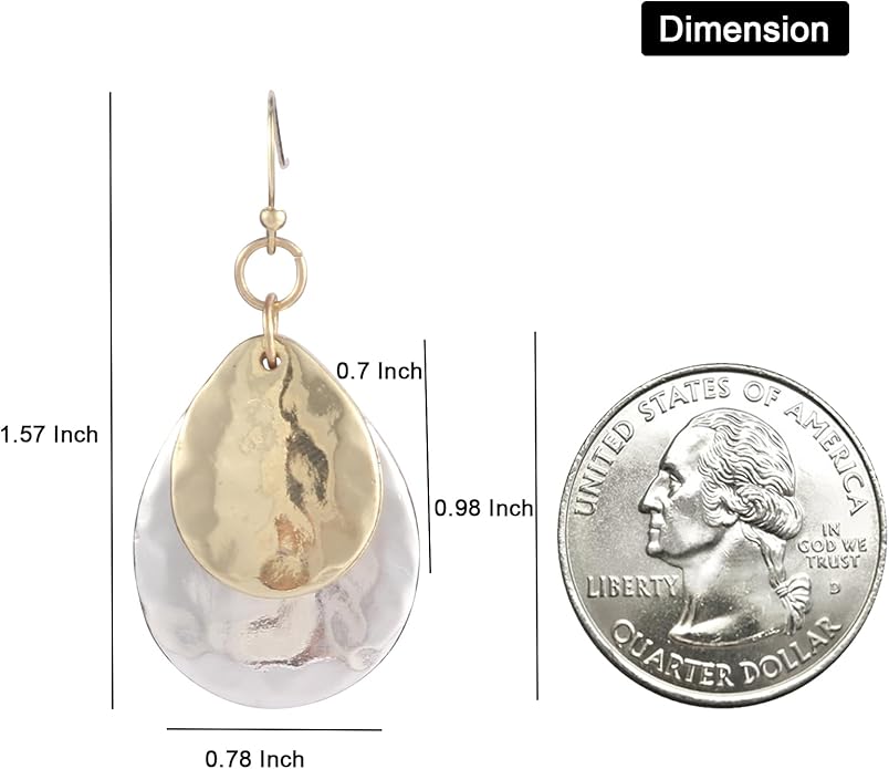 Gold and Silver Mixed Metal Earrings for Women Dangling Vintage Two Tone Boho Small Dangle Earrings