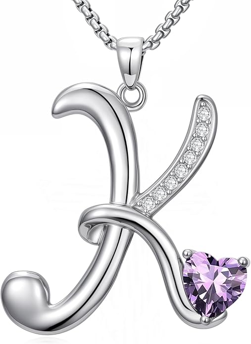 Christmas Gifts for Women Alphabet A to Z Initial Birthstone Pendant Necklaces for Women - 18k White Gold Plated Personalized Name Jewelry Valentine Mothers Day Birthday Gifts for Women Her Girlfriend