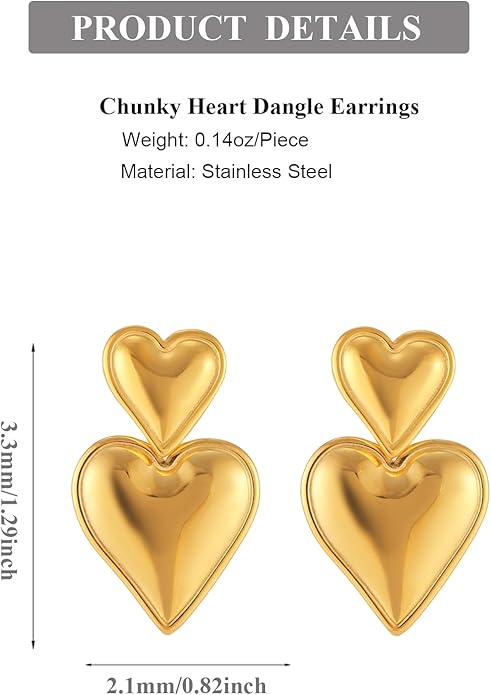 14K Gold Plated Knot Earrings for Women Gold Silver Earrings Heart Link Drop Dangle Earring Chunky Golden Knotted Statement Jewelry