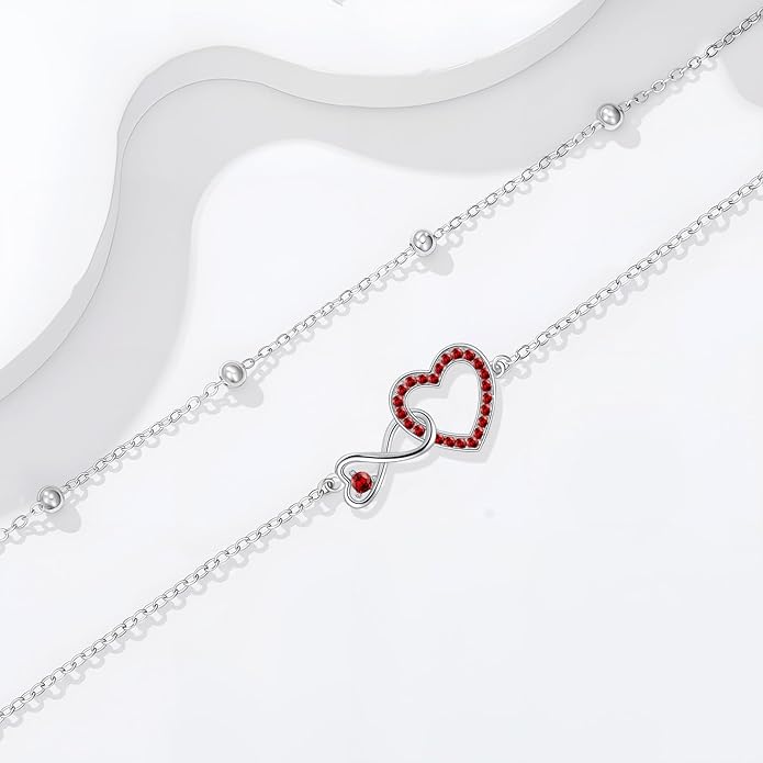 Anklet for Women 925 Sterling Silver Double Infinity Ankle Bracelet Waterproof Summer Jewelry Anniversary Birthday Gifts for Her