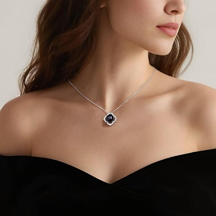 Iefil Anniversary Women Gifts - 10-11mm Tahitian Black Pearl & Fresh Water Pearl Necklace, Anniversary Birthday Gifts for Wife Girlfriend | Pearl Necklaces Gift for Her