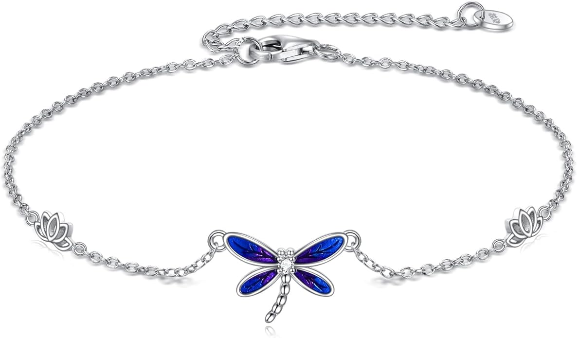 925 Sterling Silver Anklet for Women Dragonfly/Butterfly/Sea Turtles/Mermaid/Infinity/Hamsa Hand Adjustable Chain Ankle Bracelets Jewelry