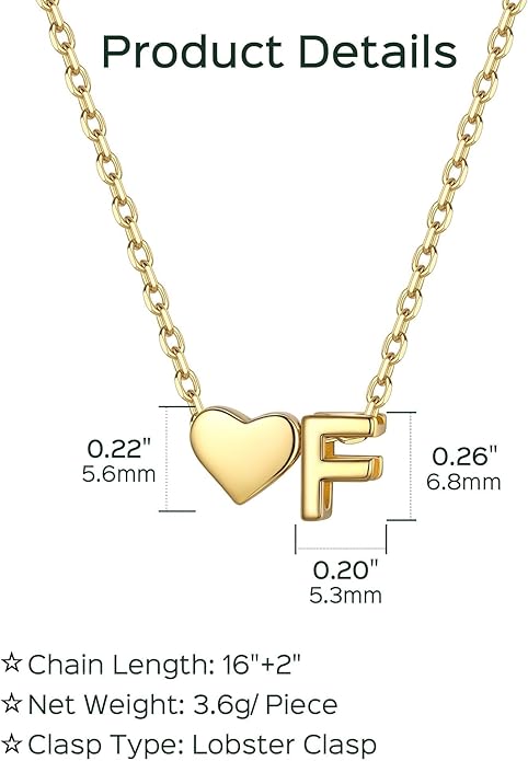 ChicSilver 925 Sterling Silver Heart Initial Necklaces for Women -Dainty Personalized Heart Pendant Letter Alphabet Necklace for Women