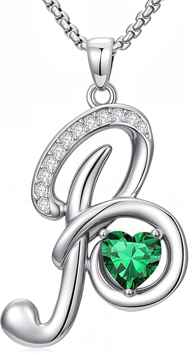 Christmas Gifts for Women Alphabet A to Z Initial Birthstone Pendant Necklaces for Women - 18k White Gold Plated Personalized Name Jewelry Valentine Mothers Day Birthday Gifts for Women Her Girlfriend