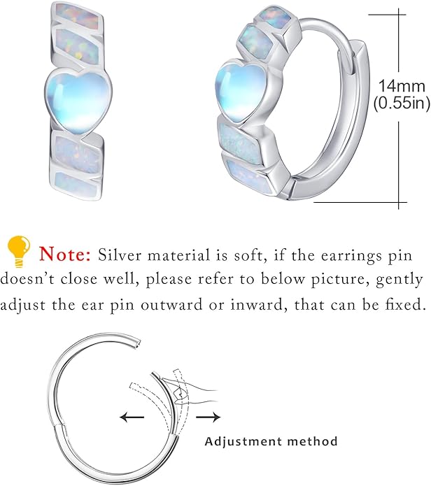 Small Hoop Earrings for Women 925 Sterling Silver Huggie Hoop Opal Earrings Hypoallergenic Earring Jewelry Gifts