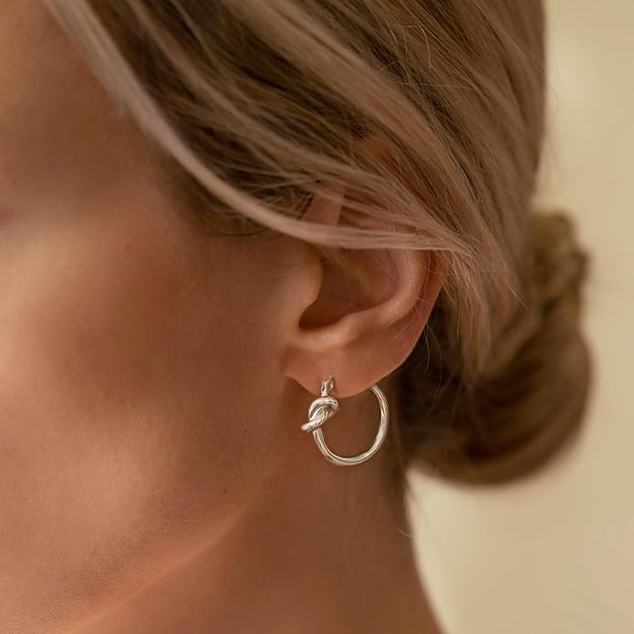 Hoop Earrings for Women 14K Gold Plated/Silver Hoops Simple Knot Huggie Small Hoop Earrings Set Trendy Hoops Everyday Wear Earrings for Women Jewelry