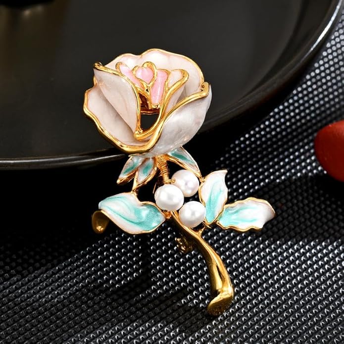 Flower Brooch Pin Rhinestones Pearl Flower Brooches Floral Pin Jewelry for Women Girls