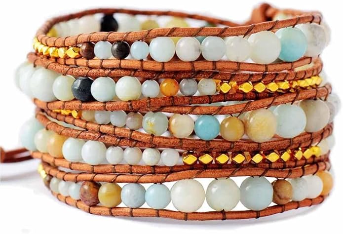 ZOSOJONA Boho Wrap Bead Bracelet for Women - Handmade Adjustable Natural Stone Beaded Bracelets Rope Yoga Healing Bracelet Bangle Hippie Jewelry