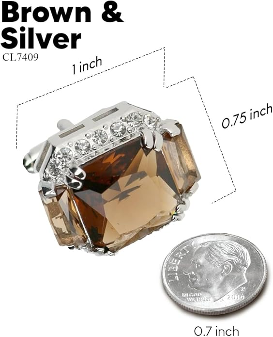 Rectangular Colored Diamond-Flanked Crystal Cuff Links – Tuxedo Suit Accessories, Cufflinks for Men