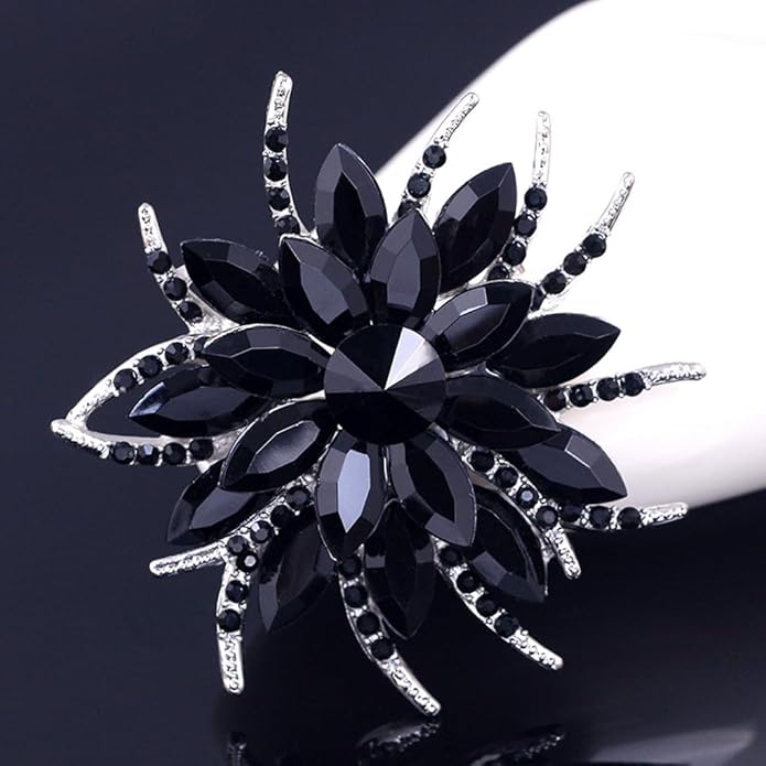 Rhinestone Large Flower Brooches Pins for Women Fashion Sparkly Crystal Sunflower Statement Brooch Unique Wedding Party Suit Dress Jewelry Accessories